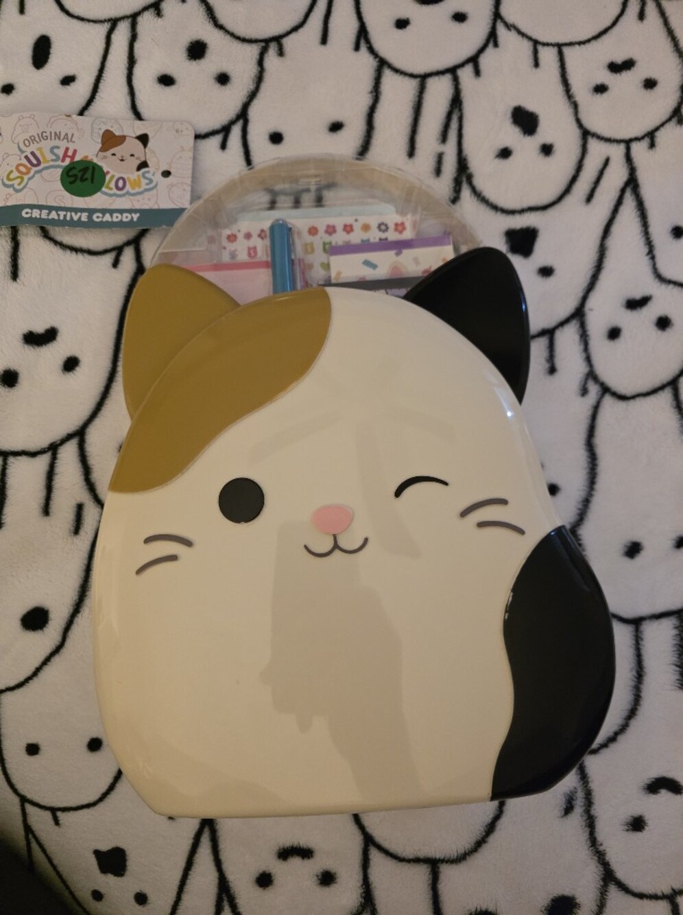 Squishmallows Cat Creative Caddy - White with Black & Tan Accents